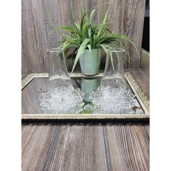 2 Vintage Candle Fairy Lamps, Petal Bases & Chimneys, Federal Glass - Picture 1 of 6